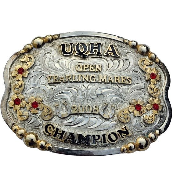 Tres Rios Silver Trophy Belt Buckle UQHA Open Yearling Mares Champion 2008 - Picture 1 of 10